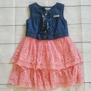 Calvin Klein Denim Toddler Dress with Lacy Skirt